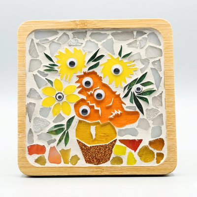 Art-Inspired Mosaic Coaster – Van Gogh Sunflowers