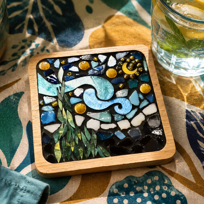 Art-Inspired Mosaic Coaster – Starry Night