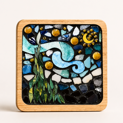 Art-Inspired Mosaic Coaster – Starry Night