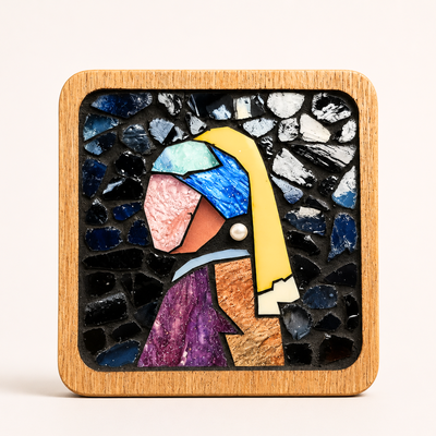 Art-Inspired Mosaic Coaster – Girl with a Pearl Earring