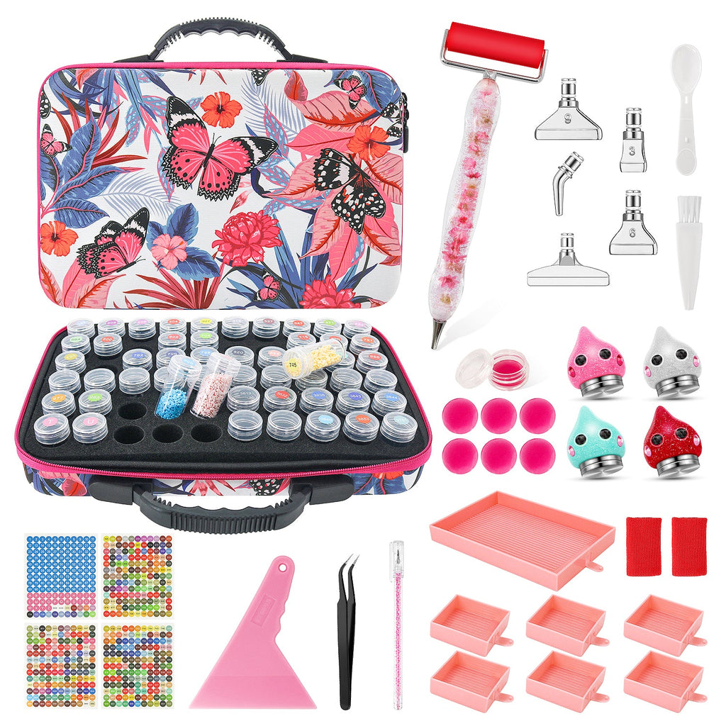 60-Container Diamond Painting Handbag with tools + FREE Canvas Holder Set
