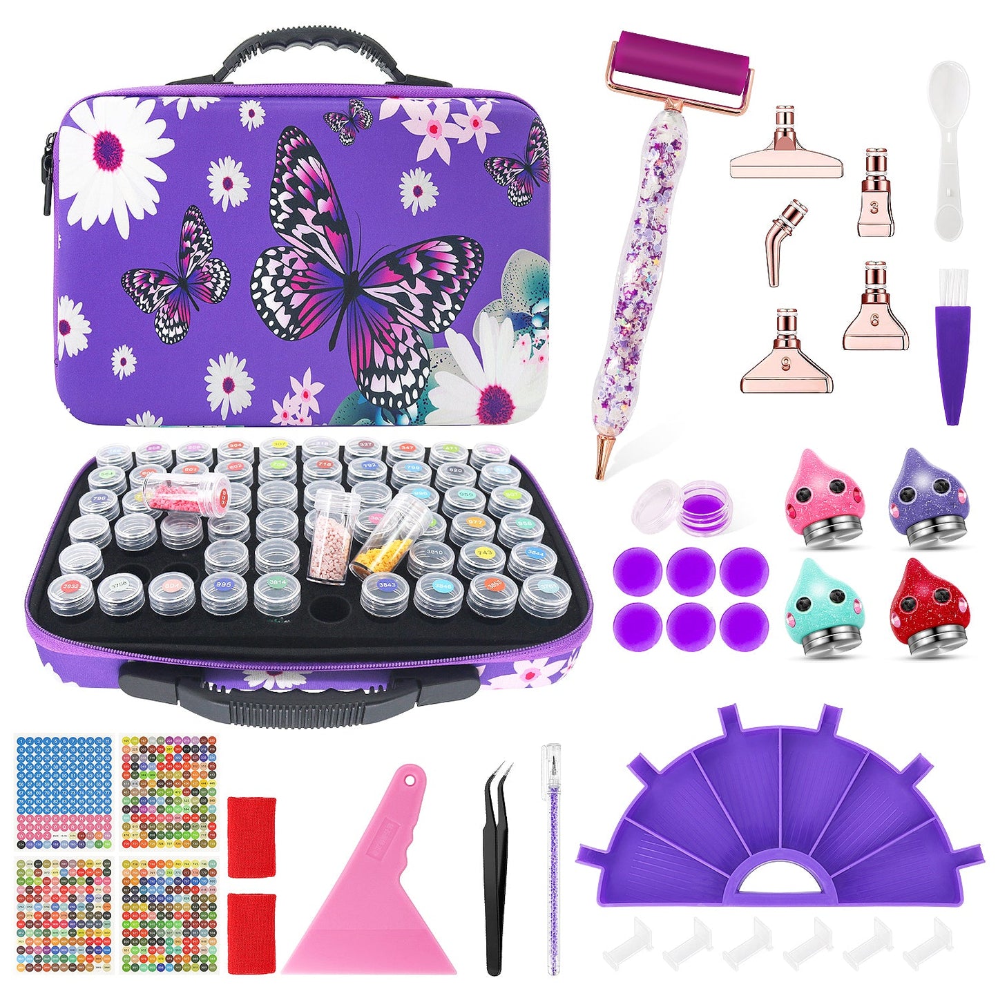 60-Container Diamond Painting Handbag with tools + FREE Canvas Holder Set