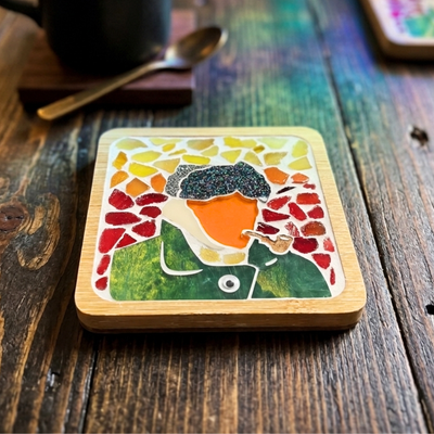 Art-Inspired Mosaic Coaster – Van Gogh Self-Portrait