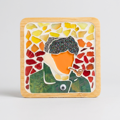 Art-Inspired Mosaic Coaster – Van Gogh Self-Portrait