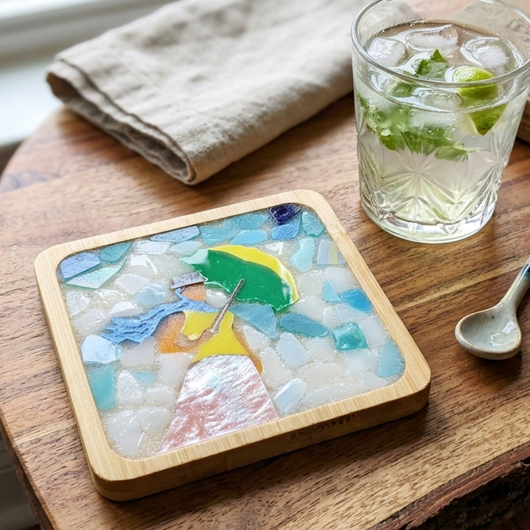 Art-Inspired Mosaic Coaster – Woman with a Parasol