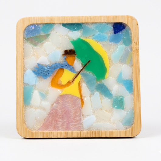Art-Inspired Mosaic Coaster – Woman with a Parasol