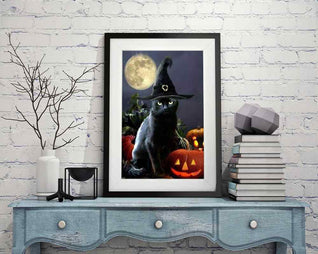Sorcière Chat - Kit de Broderie Diamant DIY
