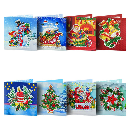 Diamond Painting Weihnachtskarten [8er-Pack]
