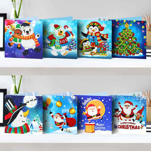 Cartes de Noël à peindre avec des diamants [Lot de 8]