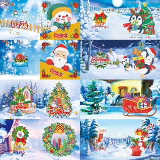 Diamond Painting Weihnachtskarten [8er-Pack]