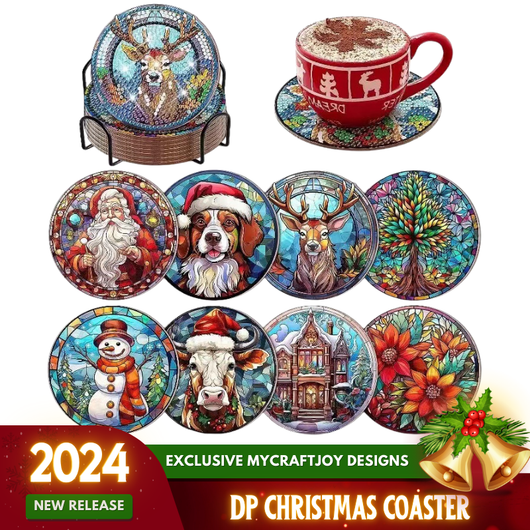Diamond Painting Christmas Stained Glass-Coaster [8-Pack]